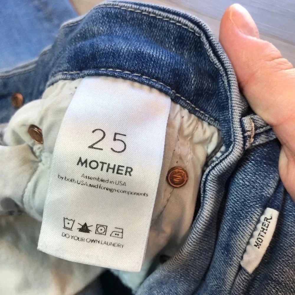 Mother Looker Ankle Step Fray Where’s The Smoke Denim Blue Jeans Women’s Size 25 - Picture 6 of 16